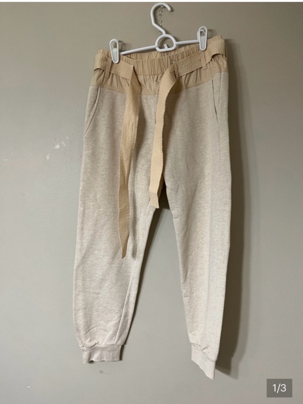 Ulla Johnson Cream Elastic-Waist Jogger Pants with Drawstring